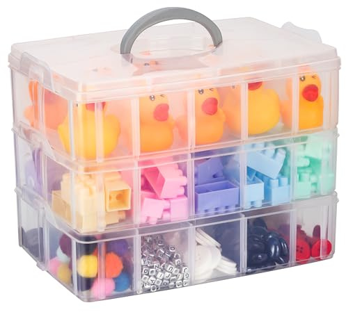 Kurtzy Sortierbox für Kleinteile mit 30 Fächern - Aufbewahrungsbox mit Fächern - Sortierkasten Aufbewahrung Sammelbox - Sortiersystem Sortierboxen - Bastel Organizer Bastelbox