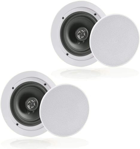 Pyle Deckenlautsprecher, Wandlautsprecher Bluetooth, 200W- 23cm- Einbaulautsprecher, Bluetooth Speaker- für Heimkino, Büro, Soundsystem Flach & Rund – Stereoanlage, für Wand, Regal & Decke