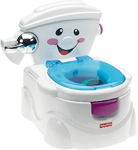 Fisher-Price Meine Erste Toilette, Baby Töpfchen, mit Musik & Lustigen Sätzen, tragbare Baby Toilette, abnehmbarer Toilettenaufsatz, Deutsche Version, ab 1 Jahr, P4326