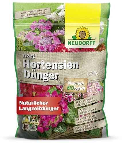 Neudorff Azet HortensienDünger 1,75 kg für farbintensive, prächtige Blüten im Garten sowie Kübeln vor der Haustür, Terrasse oder Balkon