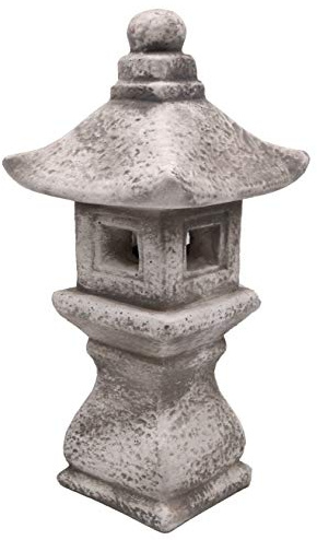 gartendekoparadies.de Japanische Tachi-Gata Steinlaterne aus Steinguss, Grau, Frostsicher, H. 37 cm, 7 kg für Außenbereich
