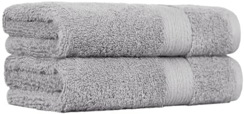 Amazon Basics Handtücher Set, 100% Baumwolle Ausbleichbeständig Saugstark, 50x100 cm, Grau, 2er-Pack