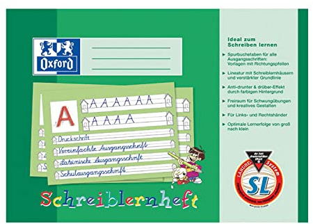 Oxford 100050089 Schreiblernheft, A4 quer, SL, 16 Blatt, abwischbarer Deckel
