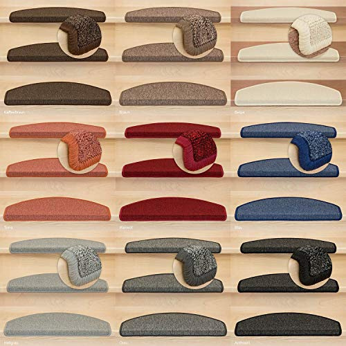 Kettelservice-Metzker Stufenmatten Treppen-Teppich Ariston | Halbrund 65x24cm Trittfläche, Hellgrau 15 Stück