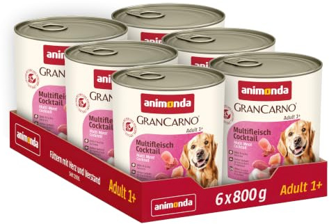 animonda GranCarno Adult Multifleisch-Cocktail (6 x 800 g), Hundenassfutter für erwachsene Tiere, Nassfutter für Hunde mit 100 % frischen, fleischlichen Zutaten, Hundefutter ohne Getreide