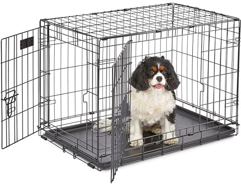 MidWest Homes for Pets iCrate Hundebox, klappbar, 2 Türen, Trennwand, auslaufsichere Bodenwanne, sichere Verriegelungen, Drahtgitterbox für mittelgroße Rassen, tragbar, robust, leichter Aufbau, 76 cm