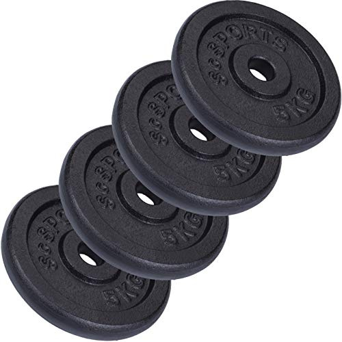 ScSPORTS 20 kg Hantelscheiben-Set, 4 x 5 kg, Gusseisen Gewichte, 30/31 mm Bohrung