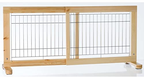 TRIXIE Absperrgitter für Welpen & kleine Hunde aus Kiefernholz – stufenlos verstellbar 65–108 cm mit rutschfesten Gummifüßen – braun, 65–108 × 50 cm