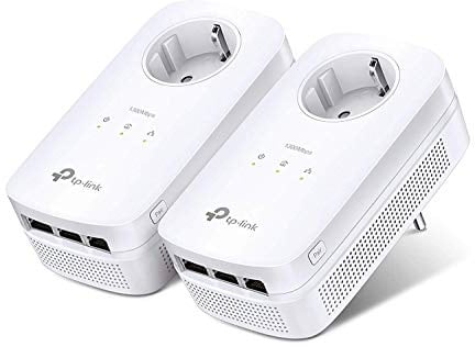 TP-Link Powerline Adapter Set TL-PA8030P KIT(1300Mbit/s Homeplug AV2, 2*2-MIMO, Steckdose, 6 Gigabit Ports, Plug&Play, kompatibel mit allen Powerline Adaptern, ideal für Streaming, energiesparend)weiß