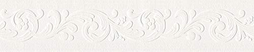 A.S. Création Only Borders 10 Papier Bordüre mit Ornamenten 0,13 x 5,00 m – Weiß – elegante Borte mit Barock-Muster Made in Germany – 639615