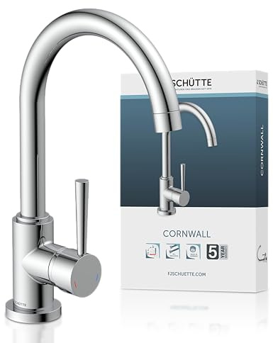 SCHÜTTE 79116 Küchenarmatur Cornwall, 360 Grad schwenkbarer Wasserhahn Küche, Mischbatterie für die Spüle mit Einhebelmischer, Spültischarmatur Küchenspüle, Chrom