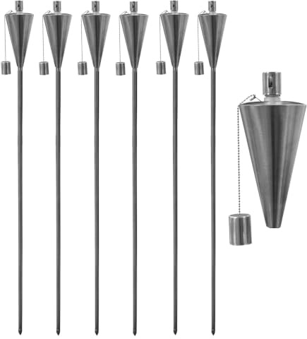 Gartenfackel - Paraffin-/Ölfackel - Dreieckiges Design - 1460 mm - 6 Stück