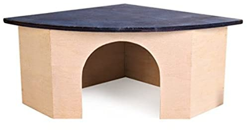 Croci R2075875 Holzeckhaus mit blauem dach, 29 x 13 x 21 cm