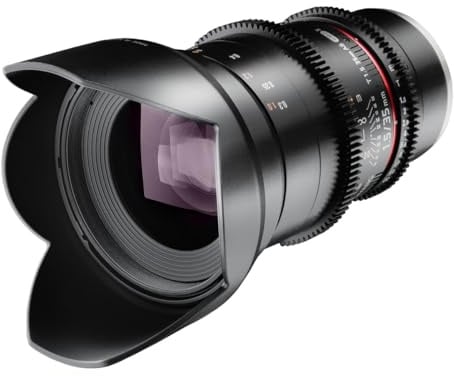 SAMYANG 7812 35/1,5 Objektiv Video DSLR II MFT manueller Fokus Videoobjektiv 0,8 Zahnkranz Gear, Weitwinkelobjektiv schwarz
