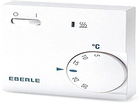 EBERLE 1482049 111110451100 Eberle RTR - E 6202 Raumtemperaturregler mit Netzschalter Ein / Aus und LED Heizen, Reinweiß