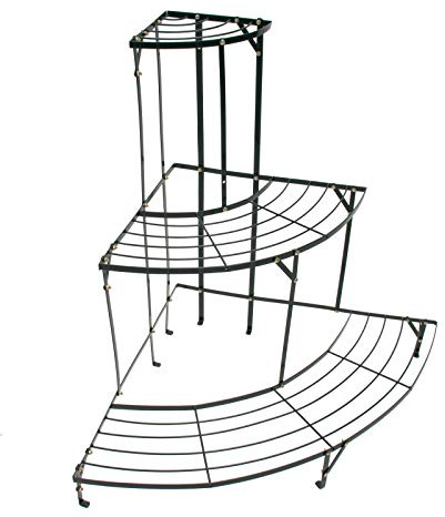 DEMA Pflanzentreppe Eck 60x60x75 cm, Grün | 3 Stufen, Stabil, Wetterfest, Balkon, Garten, Terrasse, Indoor & Outdoor