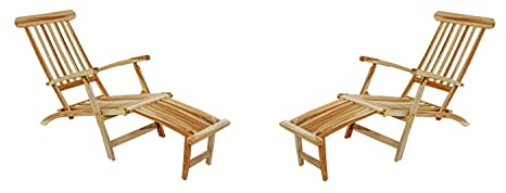 SAM 2er Set Gartenliege Puccon, verstellbare Sonnenliege, Teakholz massiv, Liegestuhl klappbar, Deckchair/Holzliege ideal für Balkon, Terrasse und Garten
