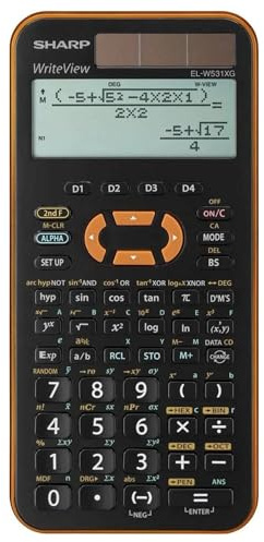 Sharp EL-W531 XG-YR Wissenschaftlicher Schulrechner (4-zeilige Anzeige, WriteView, D.A.L.-Eingabe) Orange
