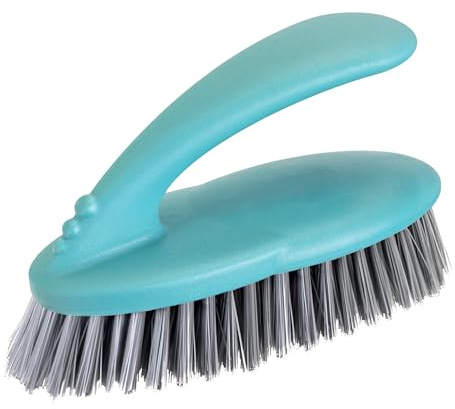 Vigar Reinigungsbürste, Hartborsten, Ergonomischem Scheuerbürste mit Stiel, Handbürste für Bad, Dusche, Schuh, Fliesen, Teppich, 16x7x9cm, Blau