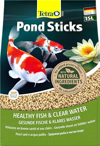 Tetra Pond Sticks - Fischfutter für alle Teichfische, unterstützt gesunde Fische und klares Wasser im Teich, 15 L Beutel