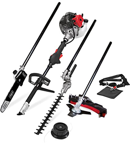 Scheppach Benzin Motorsense MFH5200-4P Multigartengerät | 1,8PS, 4in1 Multitool Garten - Rasentrimmer, Heckenschere, Hochentaster, Kettensäge, 250mm Schwert/Kette, schwenkbar | Schnellwechsler & Gurt
