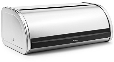 Brabantia Rollbrotkasten (matter Stahl), großer Brotkasten mit flacher Oberseite, passend für 2 Brote, Mattiert, One Size
