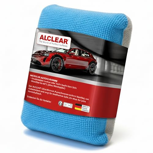 ALCLEAR 950014 Antibeschlagschwamm 13x10x3,5 cm, Ultra-Mikrofaser Schwamm gegen Beschlagene Autoscheiben, für Windschutzscheibe, Seitenscheiben & Spiegel. Auto Innenraum trocken halten