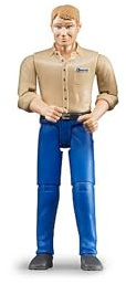 bruder 60006 - Mann mit hellem Hauttyp & blauer Hose - 1:16 bworld, Spielzeugfigur, Bauer, Landwirt, Bauernhof, Mensch