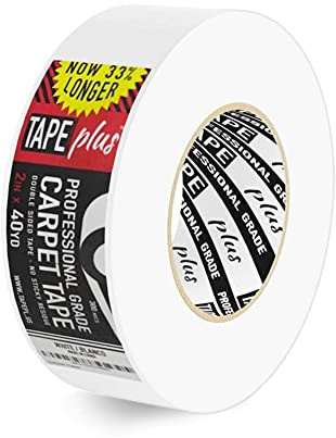 Professionelles Teppich-Klebeband, 5,1 cm x 40 m, 2 x mehr. - Doppelseitiges, rutschfestes Teppichband, hochwertiges weißes Finish, Perfekter Greifer zum Halten von Teppichen im Innenbereich