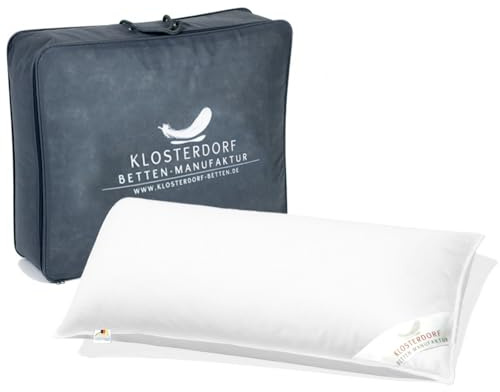 KLOSTERDORF 3-Kammer-Kopfkissen Funktionell 40 x 80 cm, 500 g | Bezug aus 100 % Baumwolle, Made in Germany – von Hand befüllt und vernäht
