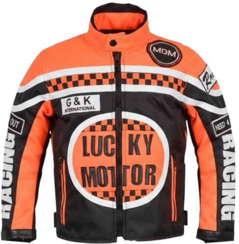 MDM Kinder Motorradjacke Racingjacke Biker Textiljacke Racing Stil, Biker | Winddicht, Wasserabweisend, Stehkragen, Mehrere Farben, mit Protektoren