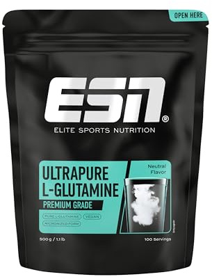 ESN Ultrapure L-Glutamine Powder, 500 g Pulver, 5000 mg Glutamine pro Portion, mikrofein, Aminosäure