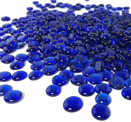 ARSUK Glaskiesel dekorative Steine Perlen Nuggets Edelsteine Mosaikfliesen für Vasen Craft Garden Bowls Aquarium (170-180 blaue Kieselsteine)
