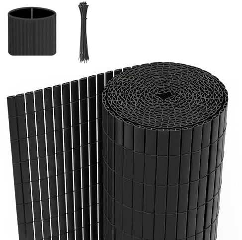 WOLTU PVC Sichtschutzmatte 500x120cm, Wetterfester Sichtschutzzaun UV-beständig für Optimale Privatsphäre, Robuste Zaunblende ohne Bohren für Garten, Terrasse und Balkon, Grau