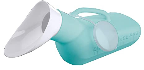 Maximex Urin-Flasche Unisex Mintgrün, mit dichtem Verschluss und Skala bis 800 ml, auch für Damen geeignet, Maße (B x H x T): 32,5 x 15 x 10 cm