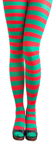 Oblique Unique® Sexy Ringel Strumpfhose - Rot Grün Gestreift