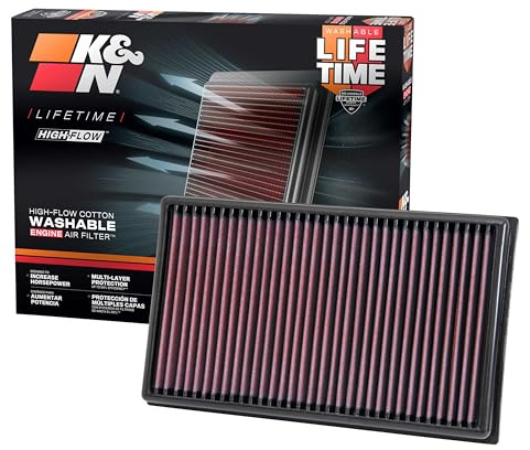 K&N Motorluftfilter 33-3005: Hochleistung, Abwaschbar, Ersatzfilter, Erhöhte Leistung, 2012-2024 (Golf, Tiguan, Passat, Polo, A3, Q2, S3, TT, Ateca, Leon, Laroq, Octavia).