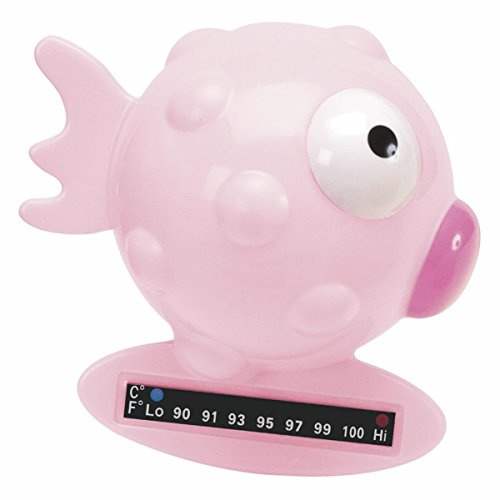 Chicco Badethermometer Fisch, Babybadethermometer, zum Messen der Wassertemperatur, thermosensitiv, wechselt die Farbe und schwimmt, Babybadeset, rosa