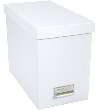 BIGSO JOHAN Hängeregisterbox A4 – Hängemappenbox mit Deckel und Griff – Schreibtischablage für Hängemappen & Dokumente – Aufbewahrungsbox aus recycelter Faserplatte und Papier – weiß