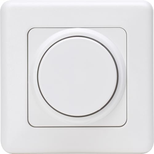 Kopp Dimmer mit Dreh-Ausschalter (Phasenanschnitt), Komplettgerät, artis-weiß, 803202012, breiter Rahmen, Nicht für LEDs geeignet