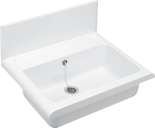 Cornat Wandausgussbecken mit Ab-/Überlaufgarnitur, Kunststoff, 550 mm, 1 Stück, weiß, WAGB5500