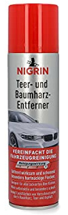 NIGRIN Teer- und Baumharz-Entferner Spray, 250 ml Sprühdose, entfernt besonders klebrige Flecken vom Autolack