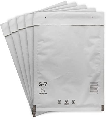 100 Versandtaschen Luftpolsterumschläge haftklebend Luftpolsterversandtaschen Luftpolstertaschen Gr. G/7 G7 weiß (250mm x 350 mm) Umschläge gepolstert Polsterumschlag Taschen
