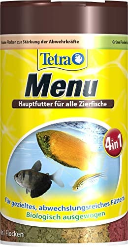 Tetra Min Menu Fischfutter - Hauptfuttermix mit 4 Spezialflocken in getrennten Kammern, abwechslungsreiches Futter für alle Zierfische, 100 ml Dose