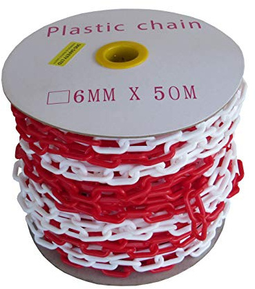 SNS SAFETY LTD Kunststoffkette Absperrung 6 mm, Rote Weiße, 50 Meter