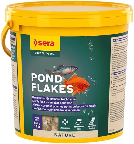 sera Pond Flakes Fischfutter 3,8 L (560 g) | Fischfutter Teich für kleinere Teichfische | Goldfischfutter mit schwimmenden Flocken | Koi Futter Ergänzung | Nature ohne Farb- & Konservierungsstoffe