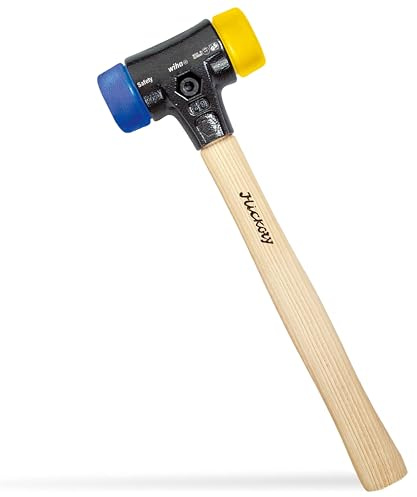 Wiha Schonhammer Safety I weich/mittelhart I Hickory-Holzstiel I Rund-Schlagkopf Ø 40 mm I Kunststoffhammer 325 mm I 620 g I Innenausbau, Montagearbeiten, Kfz-Reparatur & Maschinenbau (26654)