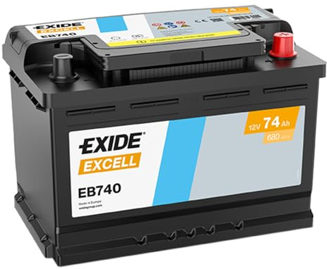 EXIDE EB740 Excell Autobaterie/Starterbatterie 74Ah 12V 680A B13 DIN/ISO L3 | Kompatibel mit: ALFA ROMEO 145, 147, 155, 156, 156 Sportwagon, 159, 159 Sportwagon, 166, 1900, 2600 Berlina, 2600 Spider