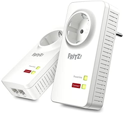 FRITZ!Powerline 1220 Set (1,200 MBit/s, 2x Gigabit-LAN je Adapter, ideal für NAS-Anwendungen und HD-Streaming, deutschsprachige Version)