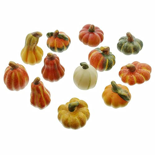 FRANK FLECHTWAREN Kürbis Deko, Terracotta-Kürbis, im 12er Set, natürlich, vielseitig verwendbar, Herbst & Halloween Deko